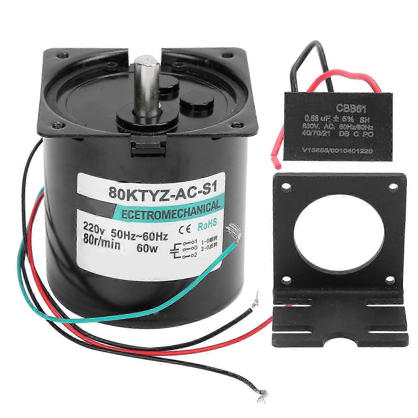 AC Synchronous Motor with Capacitance Bracket CW/CCW High Torque Low Speed 60W AC220V