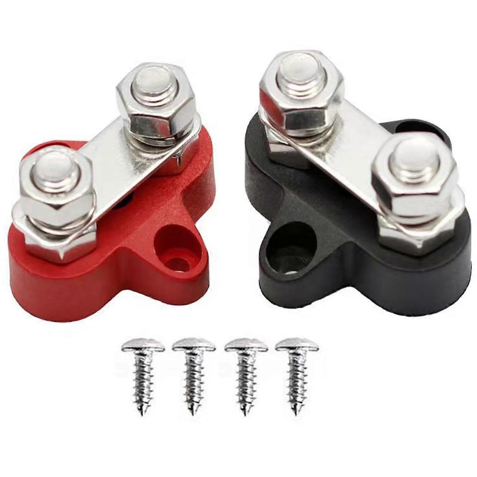 Busbar M8 2 Pack Battery Terminal Block M8 Connection Bolts 4 Mounting Screws For Caravans Trucks Solar