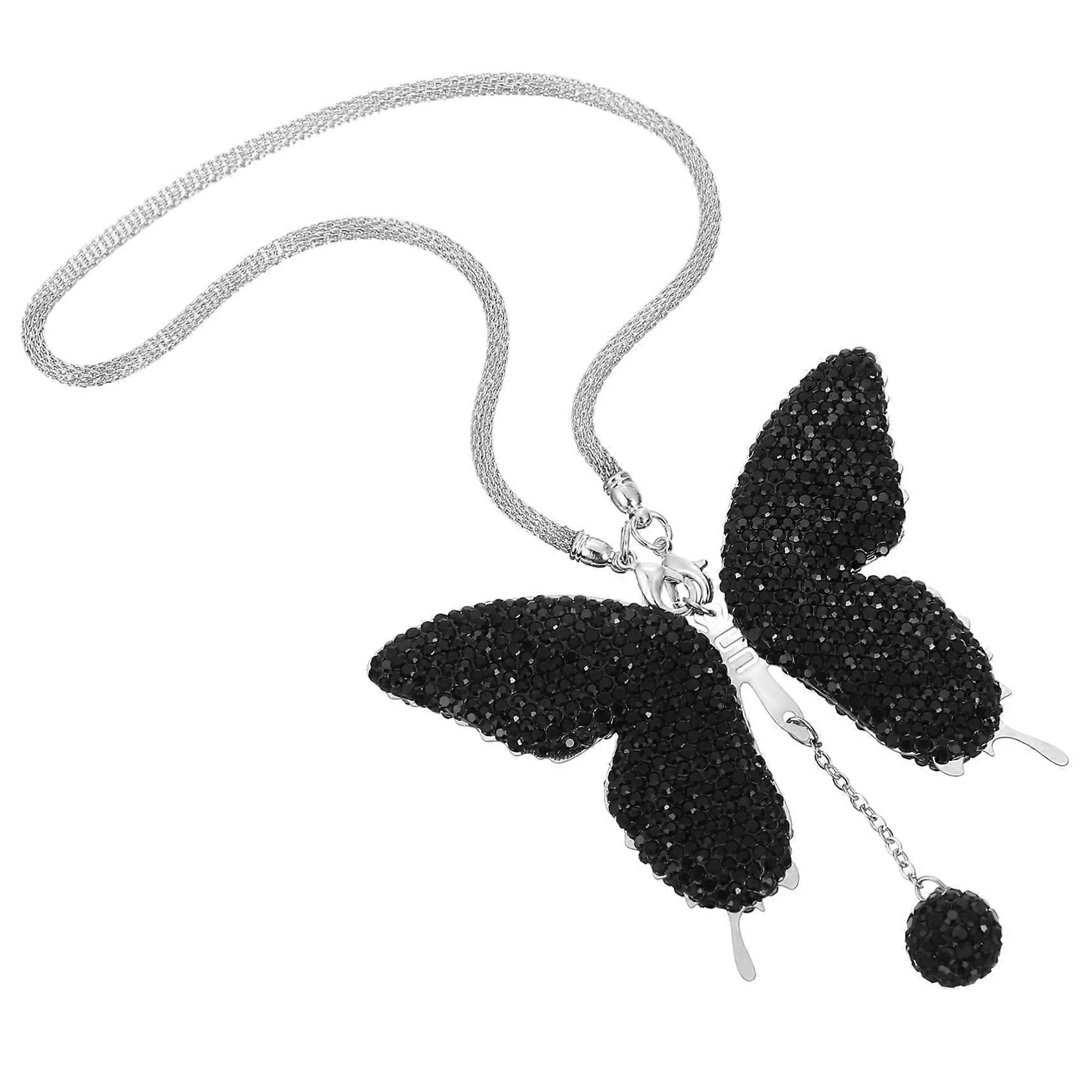 Rhinestone Butterfly Car Mirror Pendant - Stylish Rearview Mirror Decor, Easy Installation, Durable and Elegant Auto Accessory