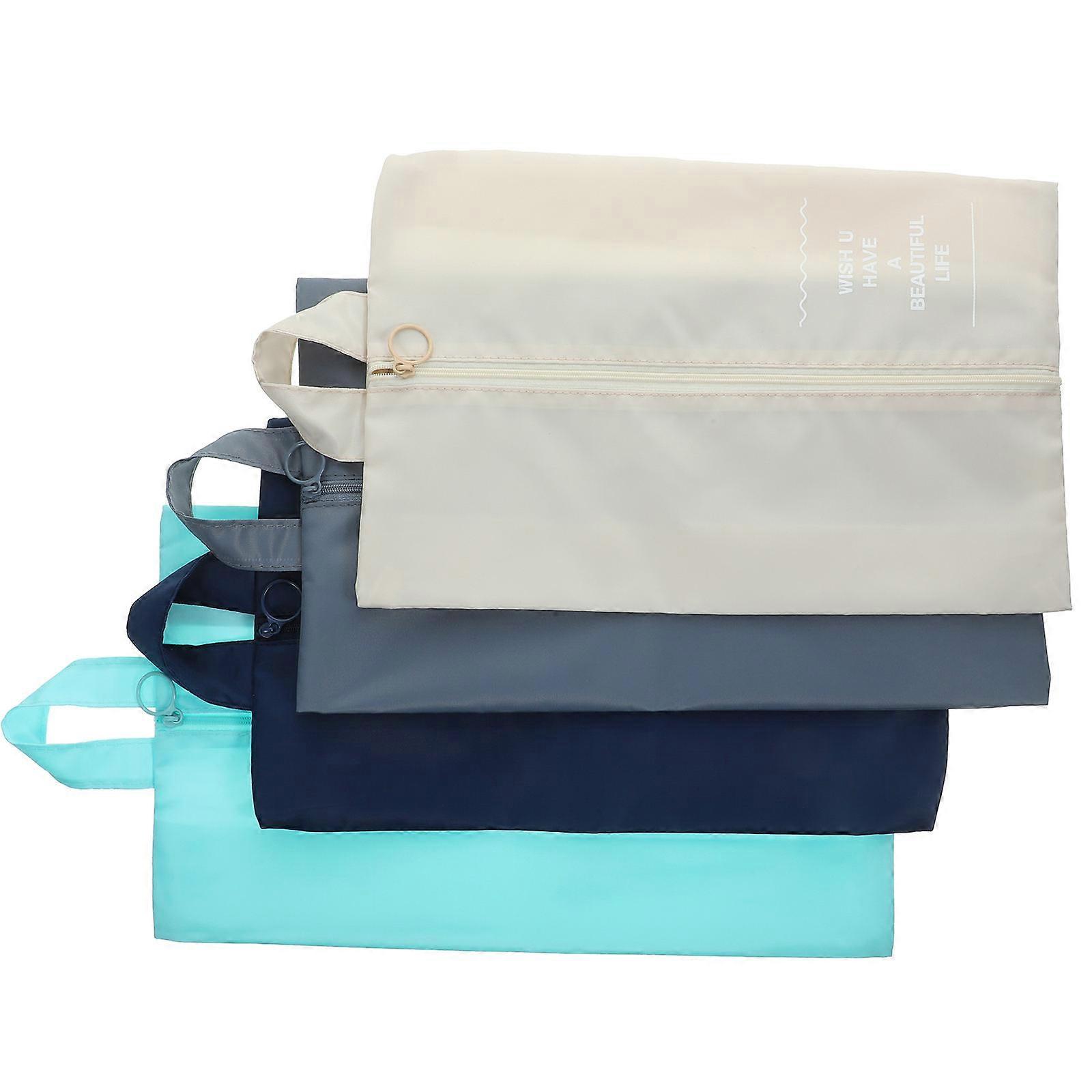 Portable Travel Shoe Bag Large Size Shoes Storage Pouch Organizers for Traveling Beige 4Pcs