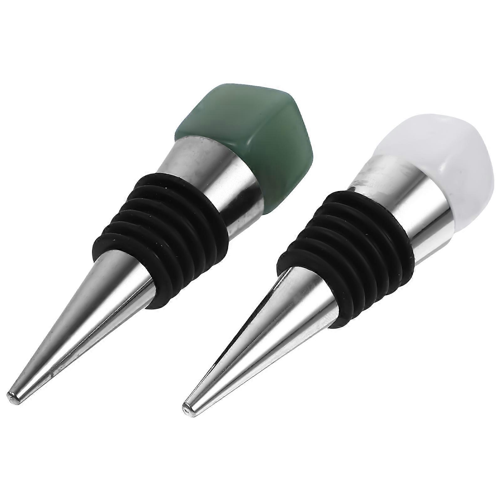 Green Crystal Stopper Beverage Bottle Accessory For Weddings 2Pcs