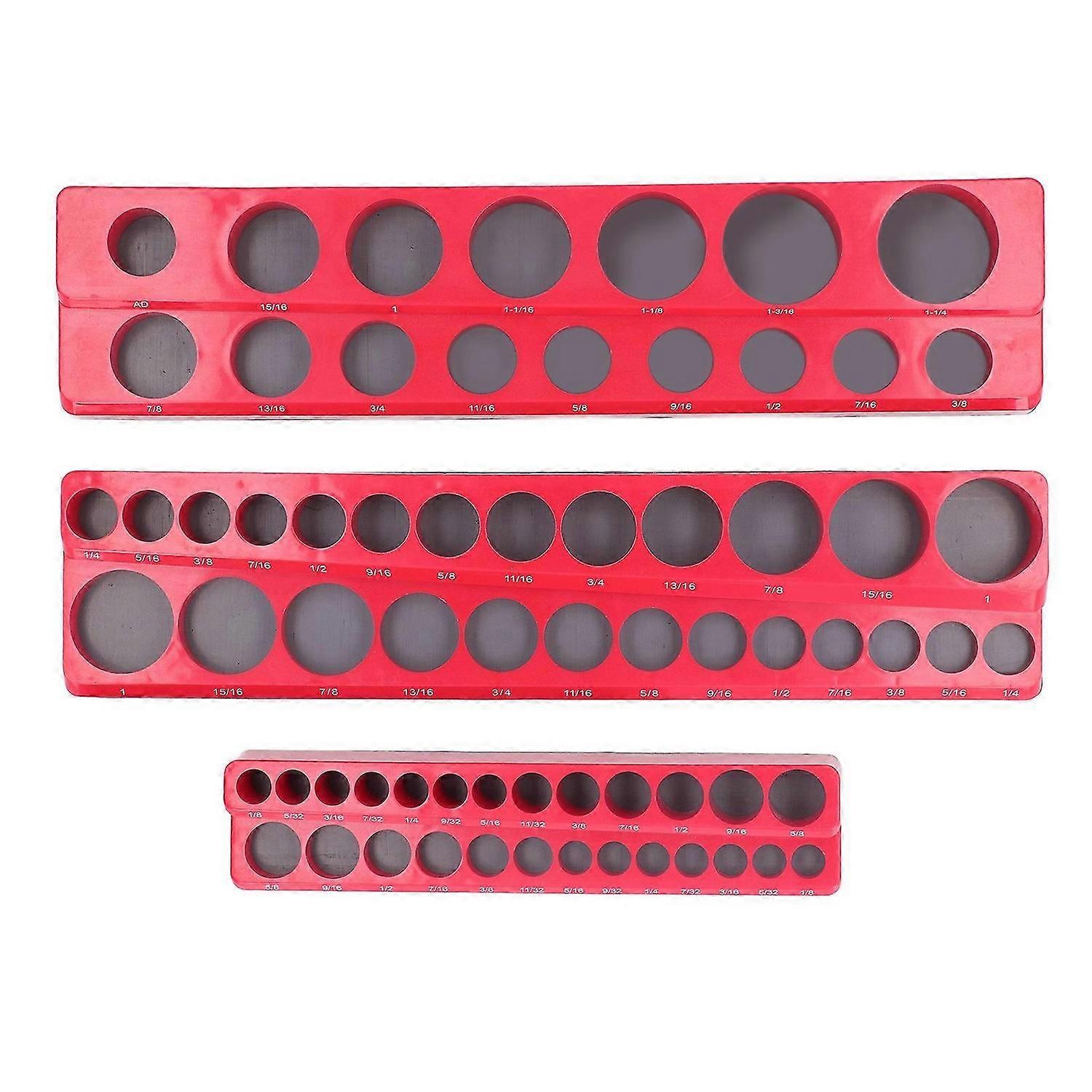 3PCS Magnetic Socket Holders Plastic Socket Organizer Storage Tray for 1/4 3/8 1/2 Inch Drive Sockets 68 Pieces Capacity