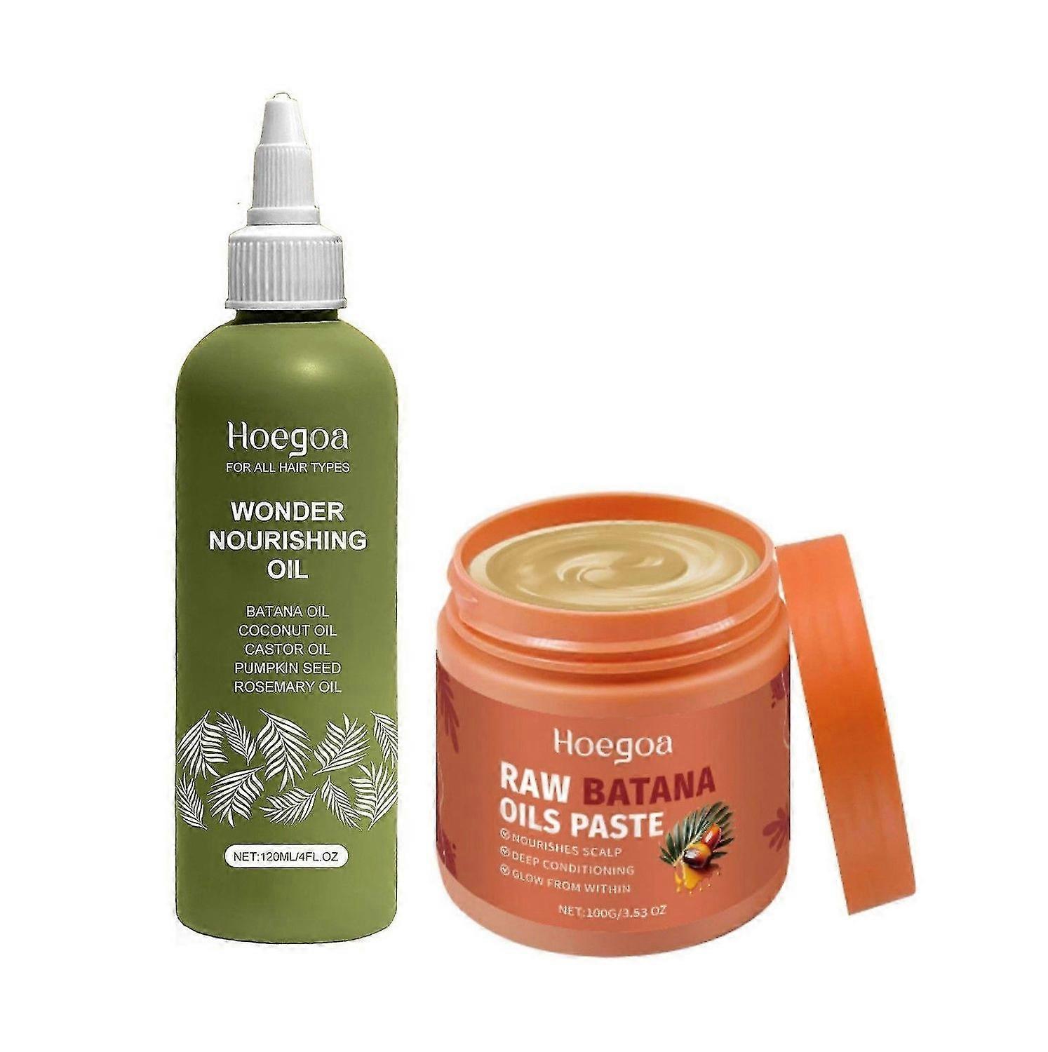 Raw Batana Oil for Hair Growth Set - Cold Pressed Scalp Mask and Wonder Growth Oil Serum, Thick and 