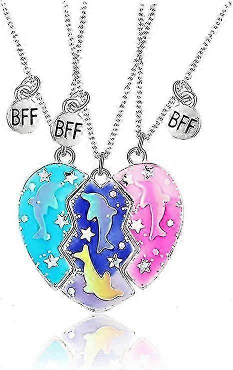 Friendship Necklace Best Friend Necklace For 3 Girls Magnetic Matching Heart Pendant Bff Necklaces For Sister