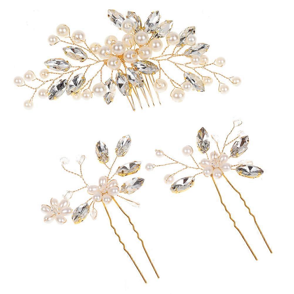 Elegant Pearl Bridal Hair Combs Set with Hairpin and Hair Sticks for Weddings, Parties, and Special Occasions