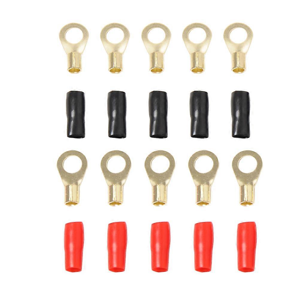 Spade Wire Connector Copper Tin Plated 8 Gauge Strip Terminal For Speaker Wire Cable Terminal Plug Crimp Connection 5Pairs