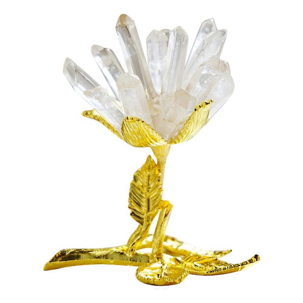 Crystal Flower Cluster Ornament Rock Crystal Alloy Decor 9.50X7.50X7.50CM Indoor Decoration 1Set
