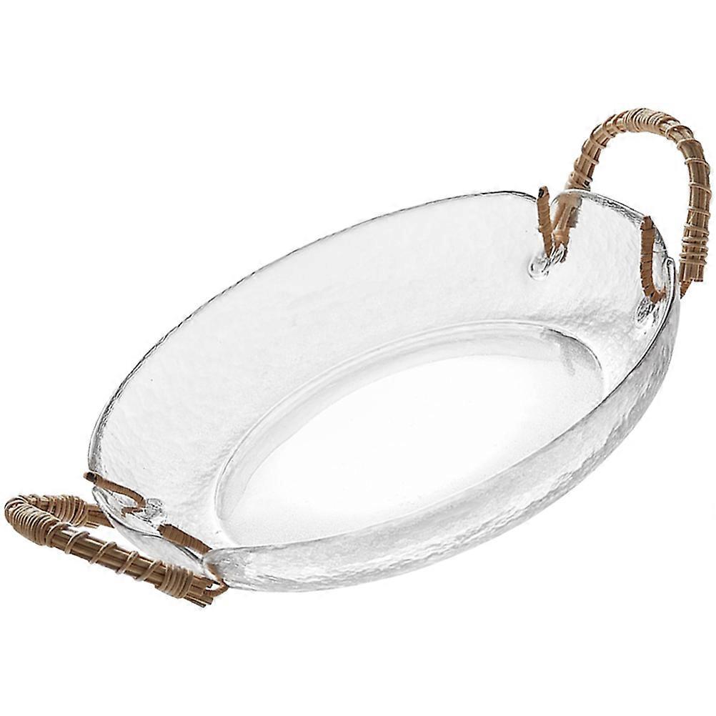 Transparent Glass Plate Fruit Plate Round Design For Picnic 23X15CM 1Pcs