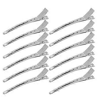 12pcs Duckbill Clip Profissional de Aço Inoxidável Home Salon Portátil Cabelo Seccionamento Clipe Styling ToolYMMR)