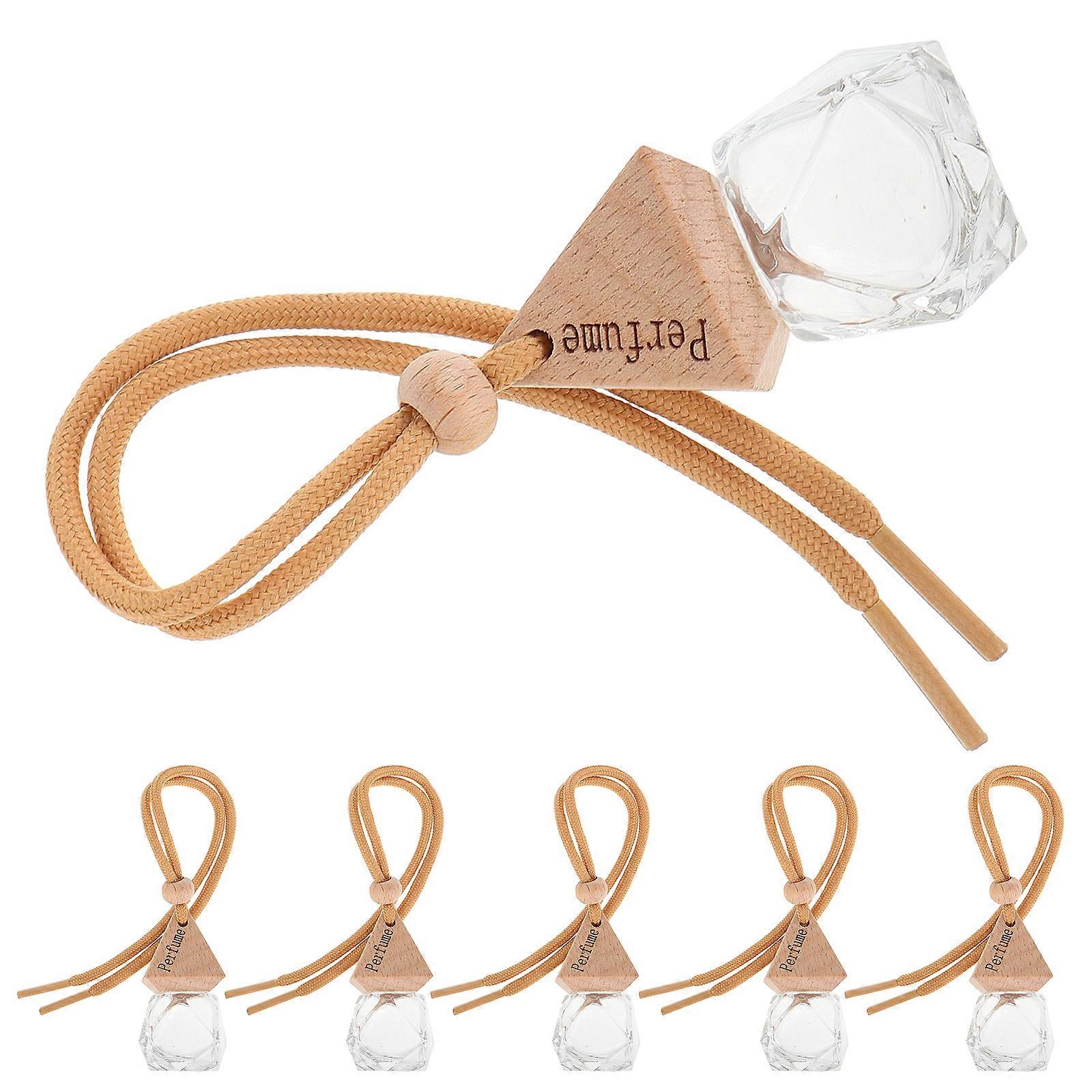 1 Set 6Pcs Refillable Car Hanging Glass Empty Perfume Bottles Random Color