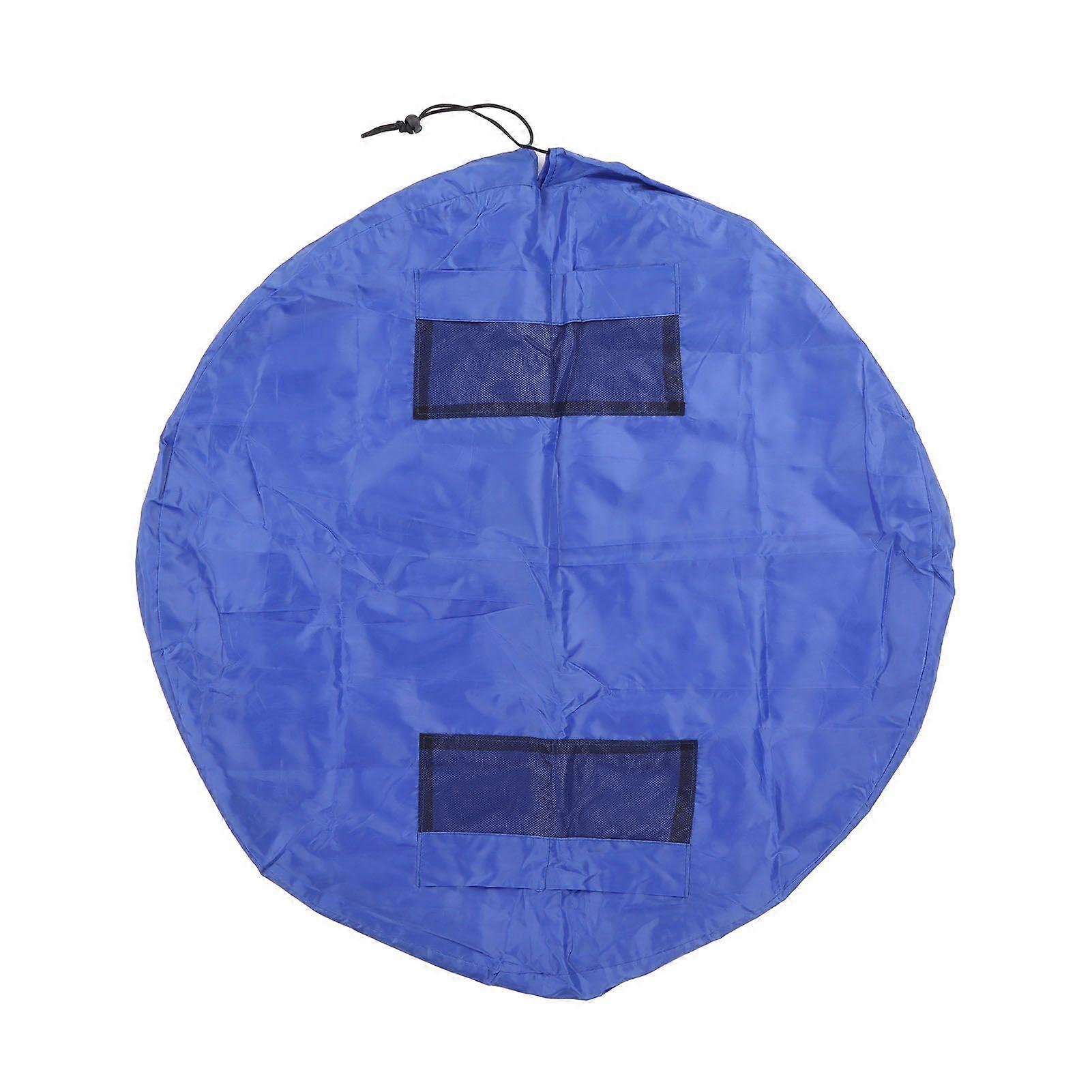 Toy Mat Storage Bag Polyester Waterproof Large Capacity Tear Resistant Multifunctional Drawstring Toy Storage Organizer Blue YMHC