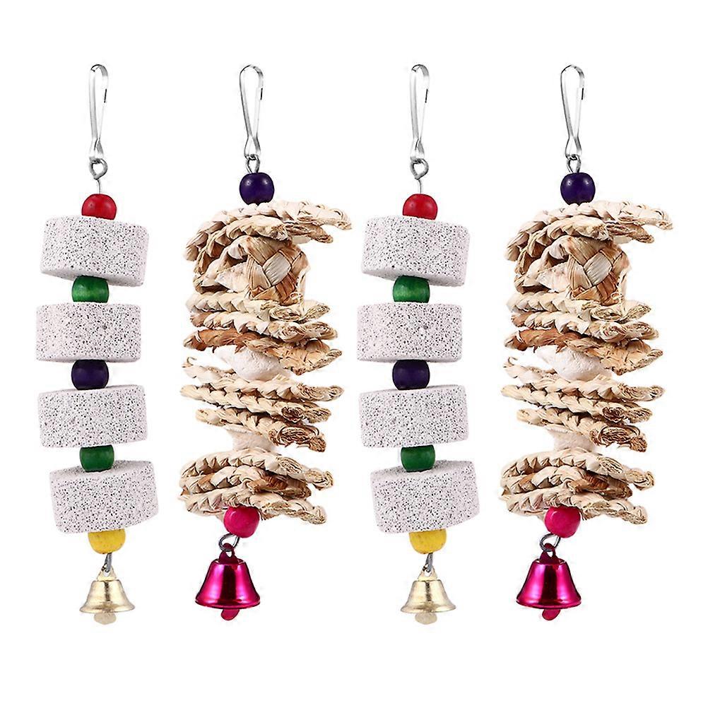 Assorted Color Parrot Bite Toy for Pet Use Synthetic Material Durable Chewing Toy for Healthy Teeth 4 Pcs
