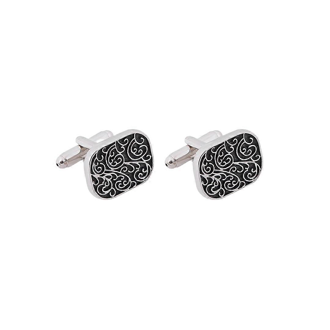 Cufflinks for Men, 1 Pair Square Pattern Design, French Blazer Shirt Accessories, Elegant Silver Tone