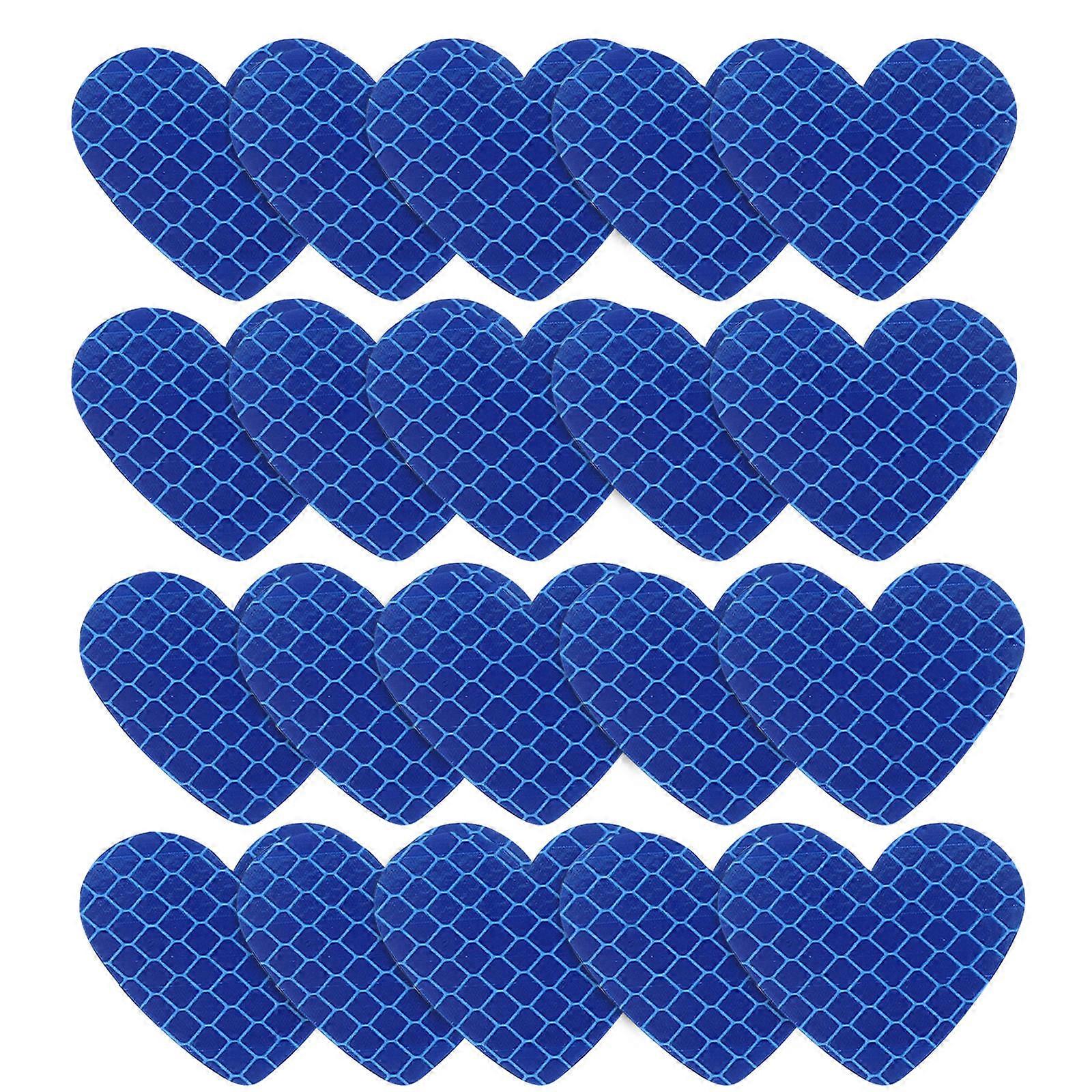 Vehicle Reflectors Outdoor Reflective Tape Heart Shape Reflective Sticker Blue 4x3.5cm High Visibility 30Pcs