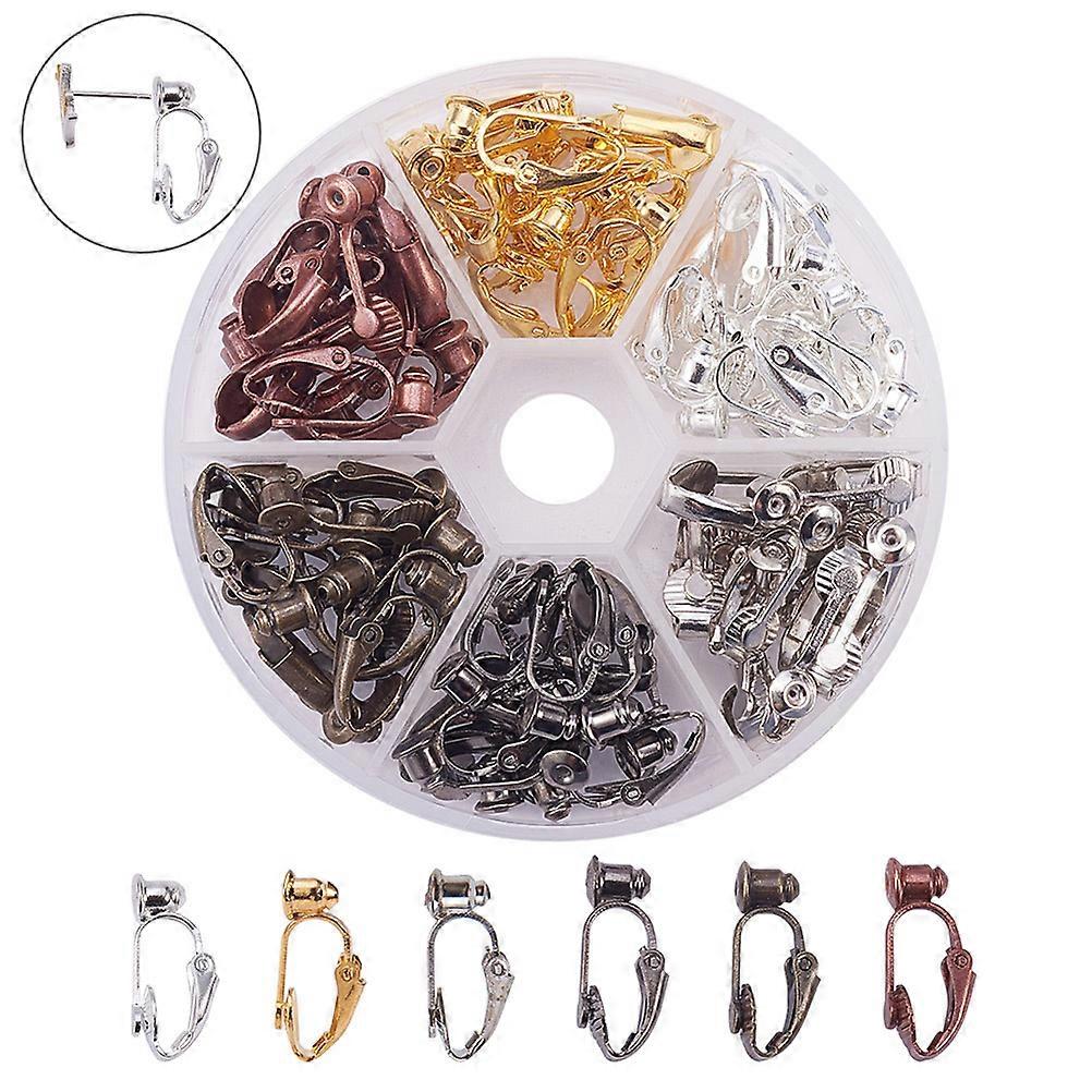 36pcs Assorted Color Clip Earrings Converters for Non Pierced Ears, Durable Bronze DIY Jewelry Accessories with Clear Storage Box