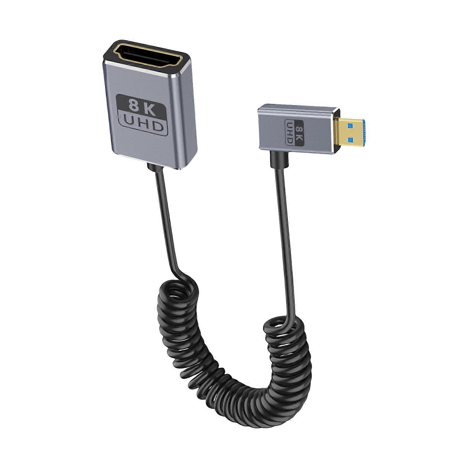 Coiled 2.1 Version Camera Cable 8K Resolution Support 48Gbps Speed Microed to Female Coaxial Shielding Multicolor