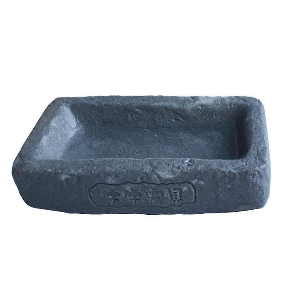 Reptile Feeding Bowl Grey Stone Style Resin Non-Slip 1Pc