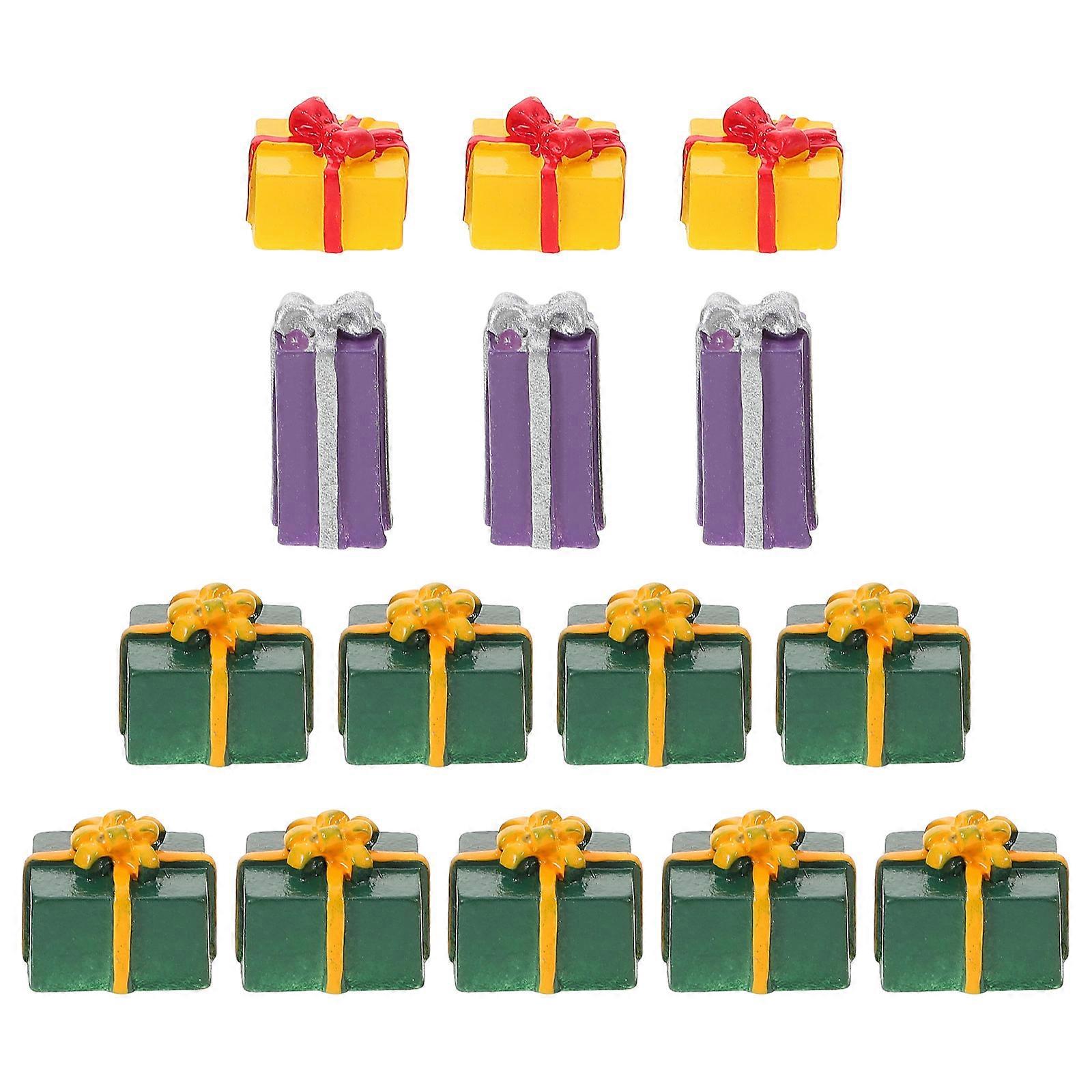 15pcs DIY Christmas Resin Adornments Classic Gift Box Design, Charming Pendants for Phone Cases, Sweaters & Craft Decorations