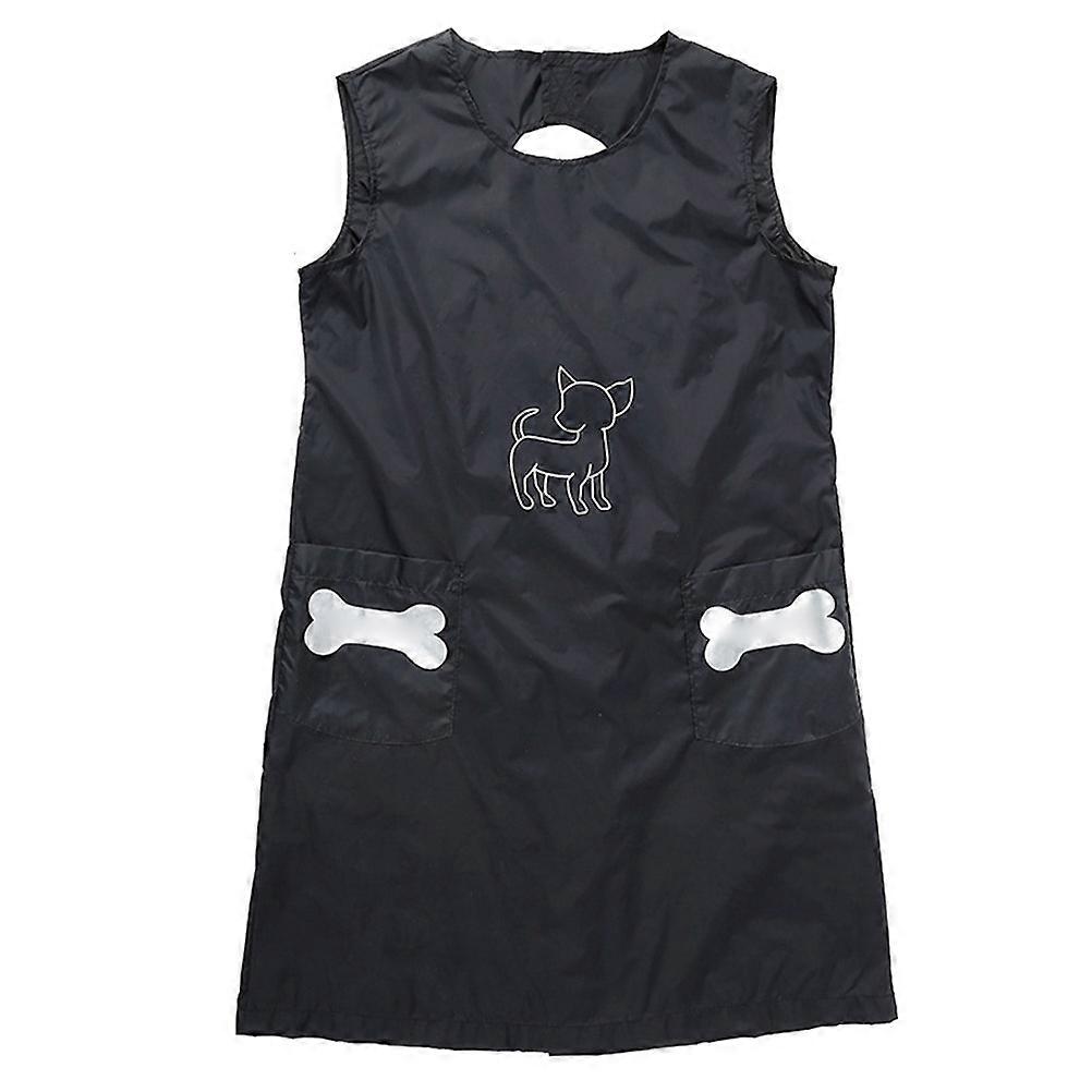 Professional Salon Apron Pet Uniform Waterproof Black Size L 1Pack