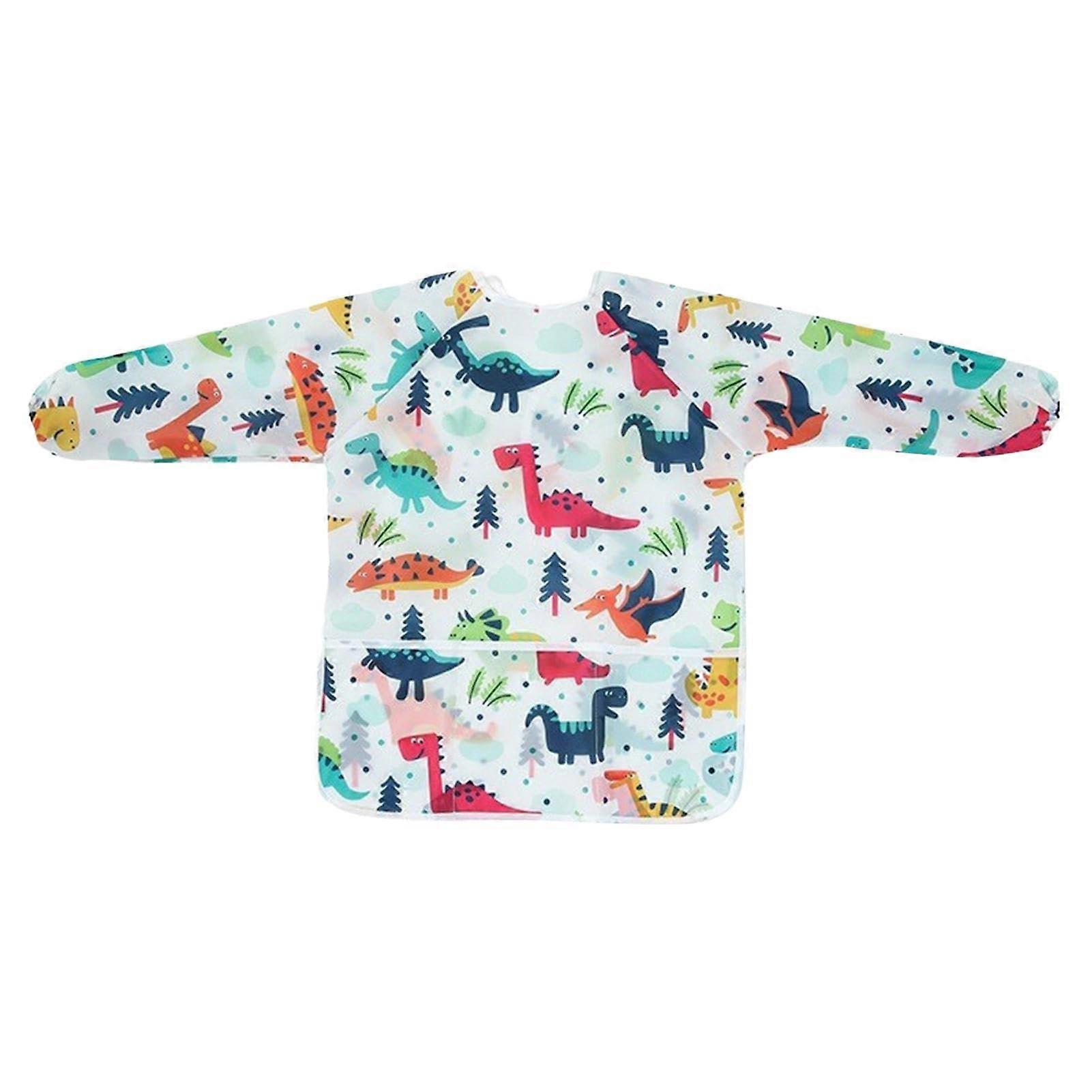 Waterproof Paint Coat for Kids, Dinosaur Art Smock with Long Sleeves, Pocket, and Baking Functionality, Toddler Size
