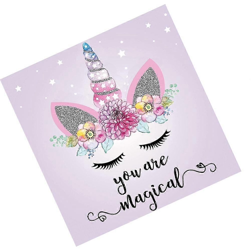 Home Decoration Full Drill Unicorn Rhinestone Embroidery Craft Making Kit Square Pink 35x35x1cm Diamond 1Set