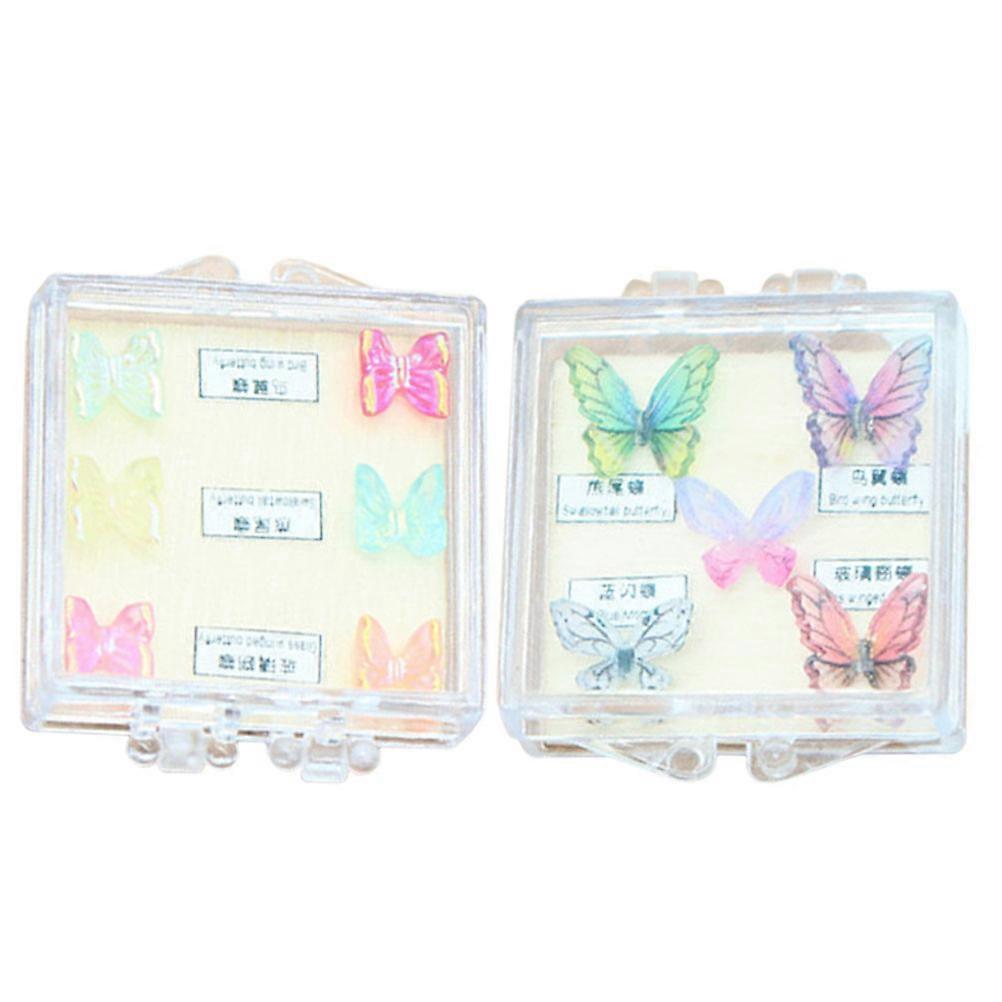 Multi Colored Micro Plastic Butterflies for Home Decor Mini Landscape Statues 2 Pack