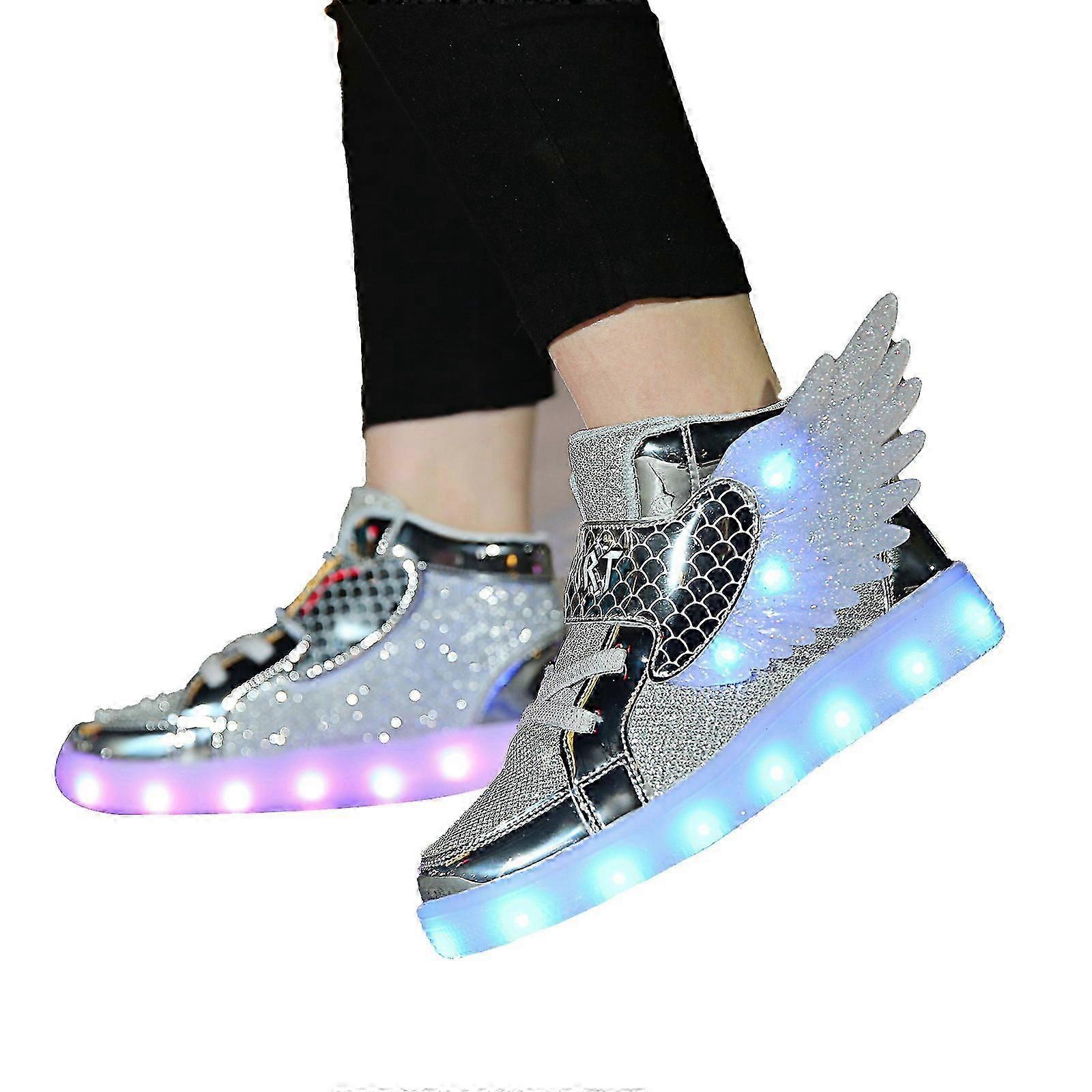 Kids Light up Shoes LED USB Charging Flashing High-top Wings Sneakers