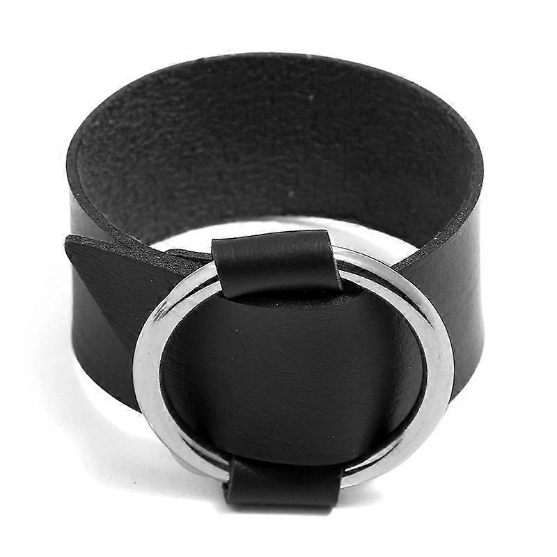 سوار جلد PU ذو 100 حلقة - سوار جلدي عريض من جلد دونات - سوار جلدي دائري