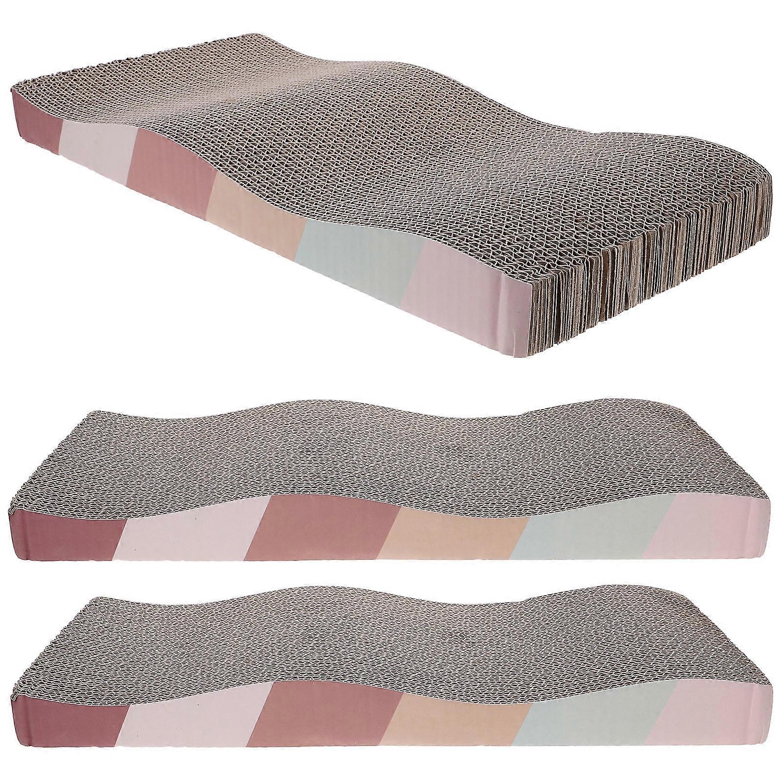 Kitten Scratcher Toy Cat Scratching Pads Indoor Cats Wave Shape Corrugated Paper Scratch Protect Furniture 3Pack