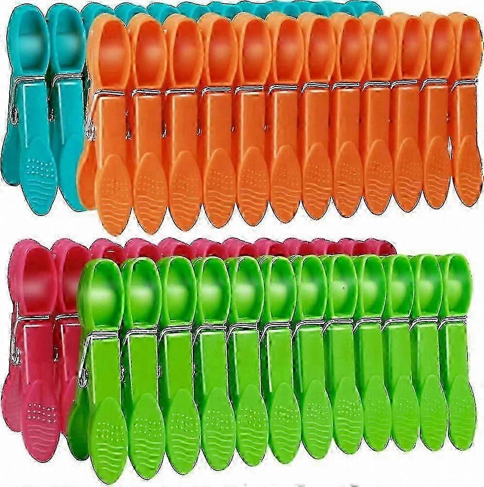 48 Pack Durable Plastic Clothes Pegs, Non-Slip Laundry Line Clips with Strong Spring, 4 Colors for Everyday Use