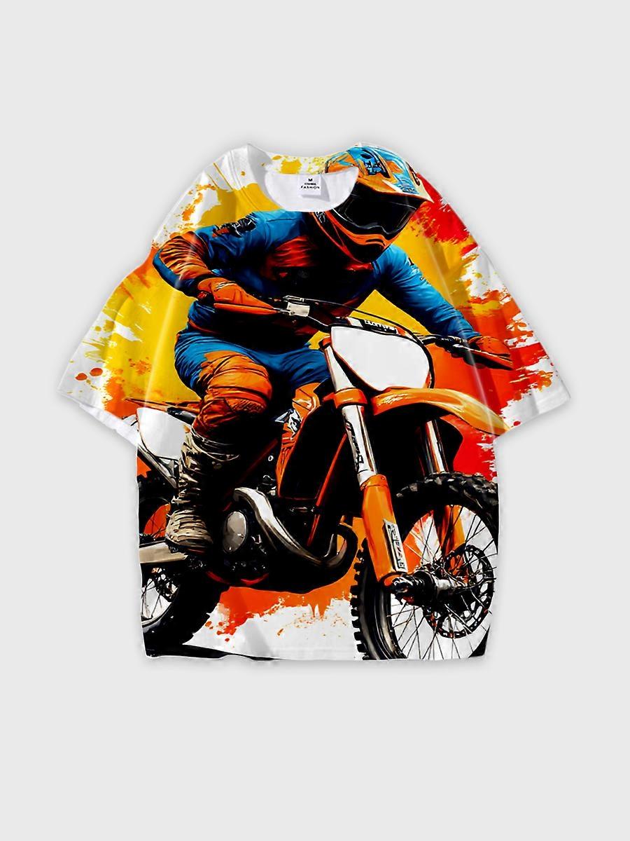 T-shirt round neck Pattern loose short sleeve E557