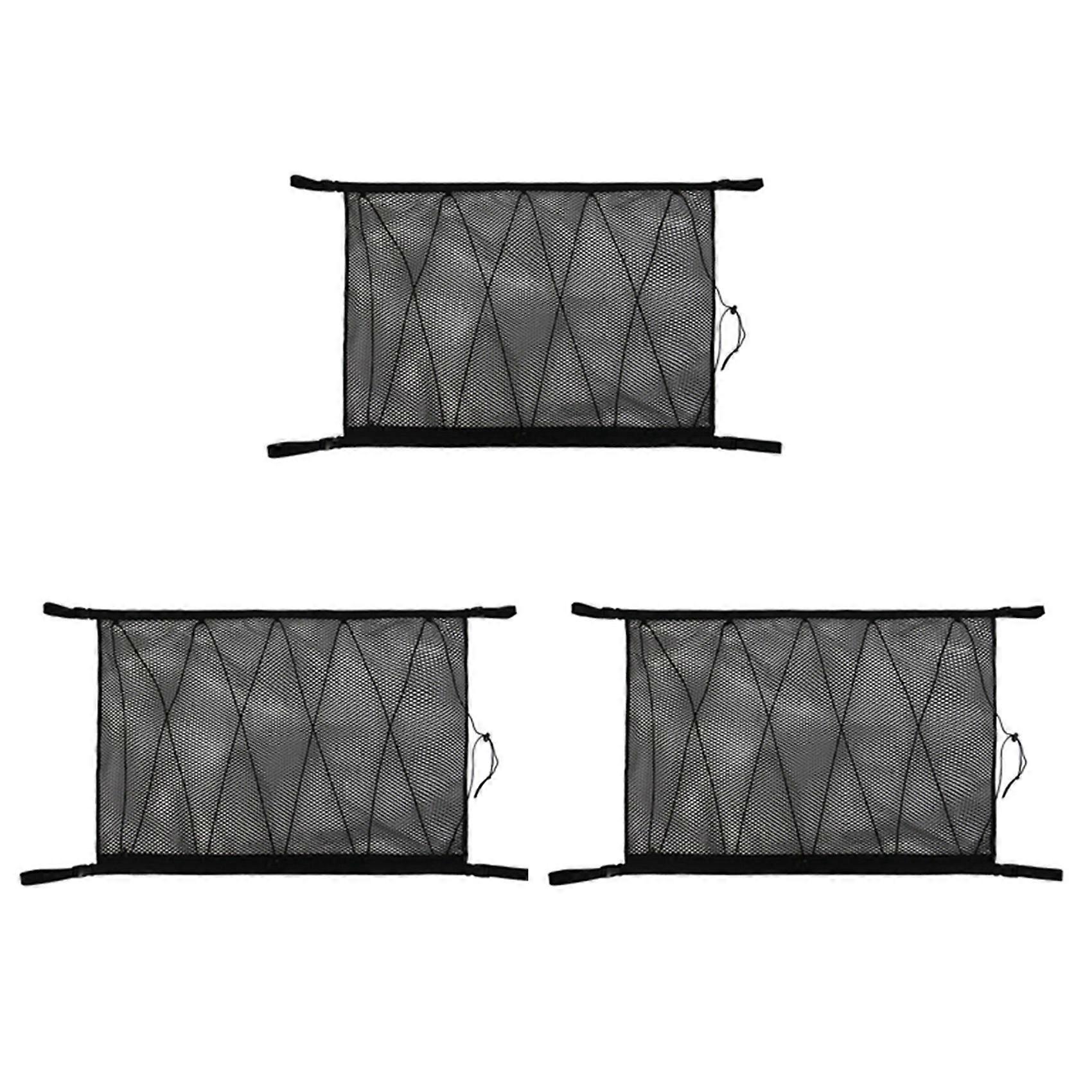3X Car Ceiling Storage Net Pocket Roof Interior Cargo Net Bag Car Trunk Storage Pouch Sundries Stora