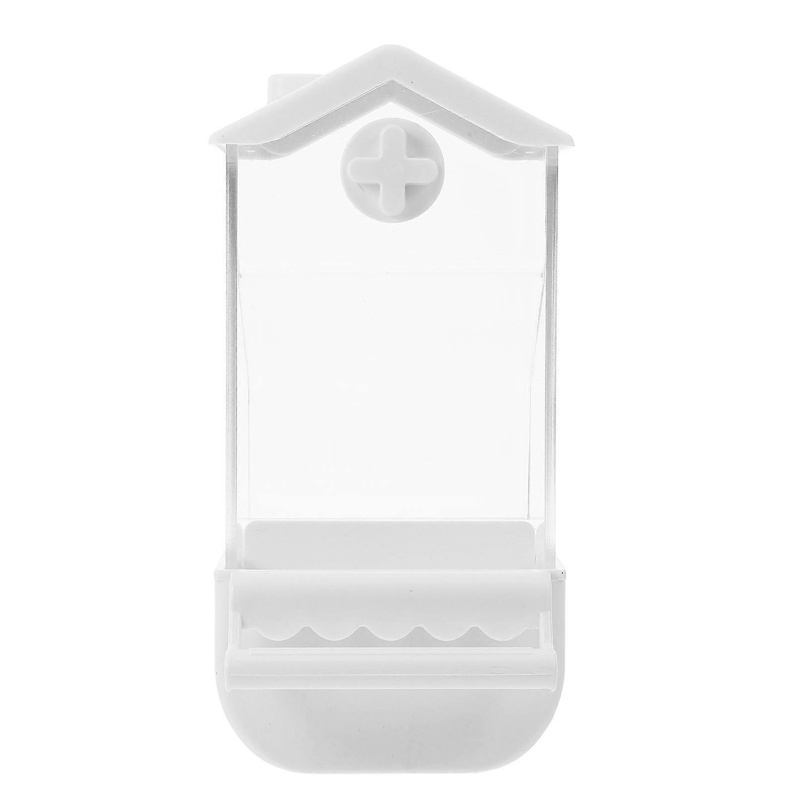 No Mess Automatic Parrot Feeder ABS White with Scheduled Auto-Feeding for Pet Use