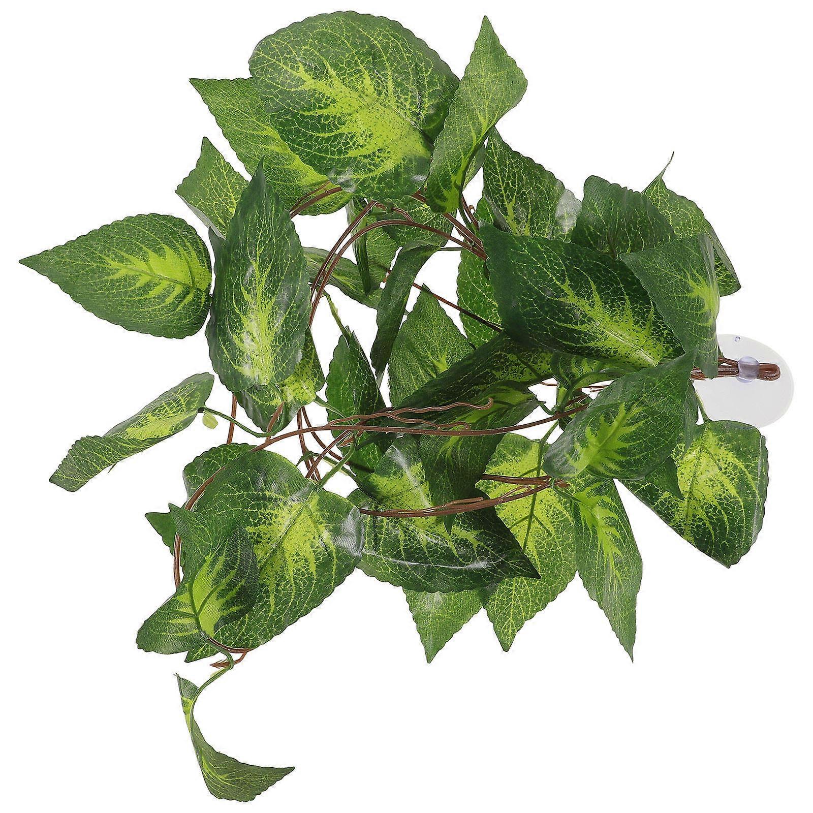 Lifelike Simulated Plant Ornament with Suction Base for Reptile Tanks – Durable and Safe Terrarium Decoration for Tortoises, Lizards, and Snakes