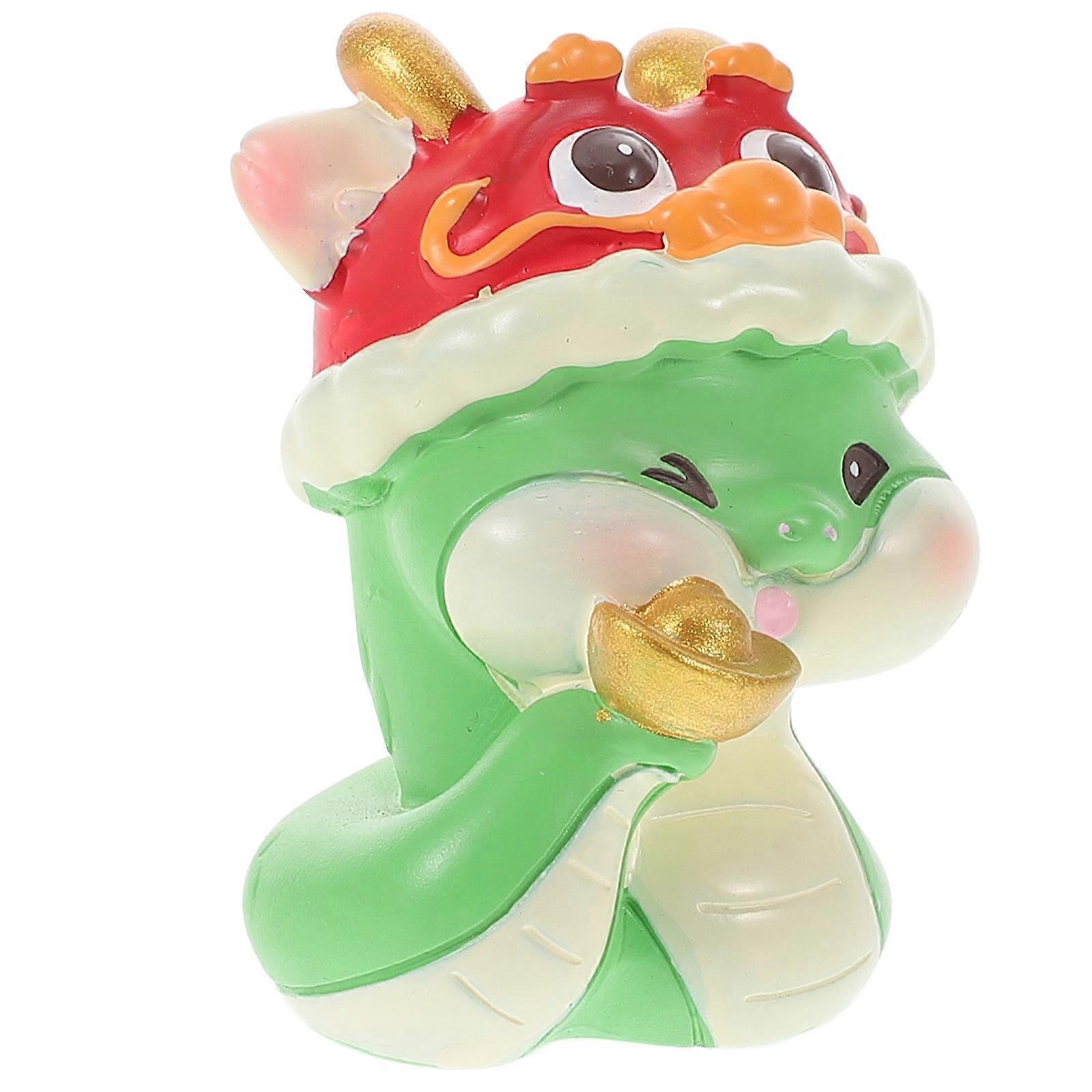 Green Resin Snake Statue Creative Cartoon Design for Car Dashboard Decoration 2025 Year of the Snake 3.5 Inches