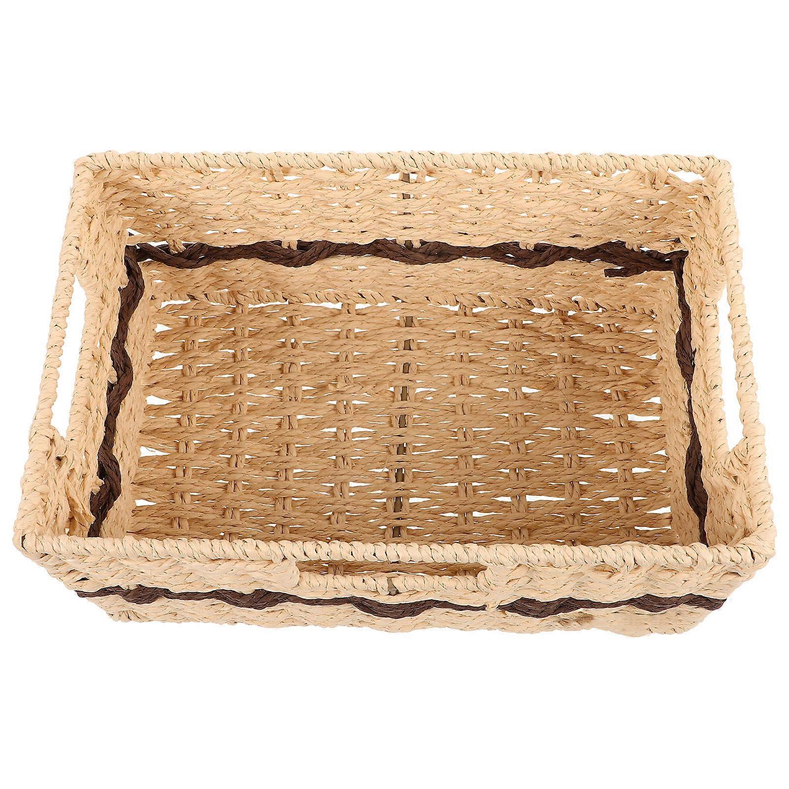 Assorted Color Woven Storage Basket with Handle for Tidy Organization in Home Office and Bathroom 11.5x11.5x8 Inches
