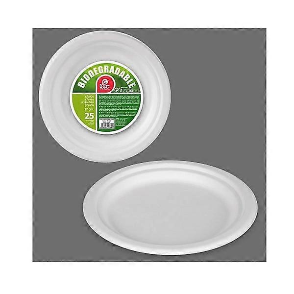 25 PLATES 18CM BIODEGRADABLE - WHITE - PARTY TABLEWARE White