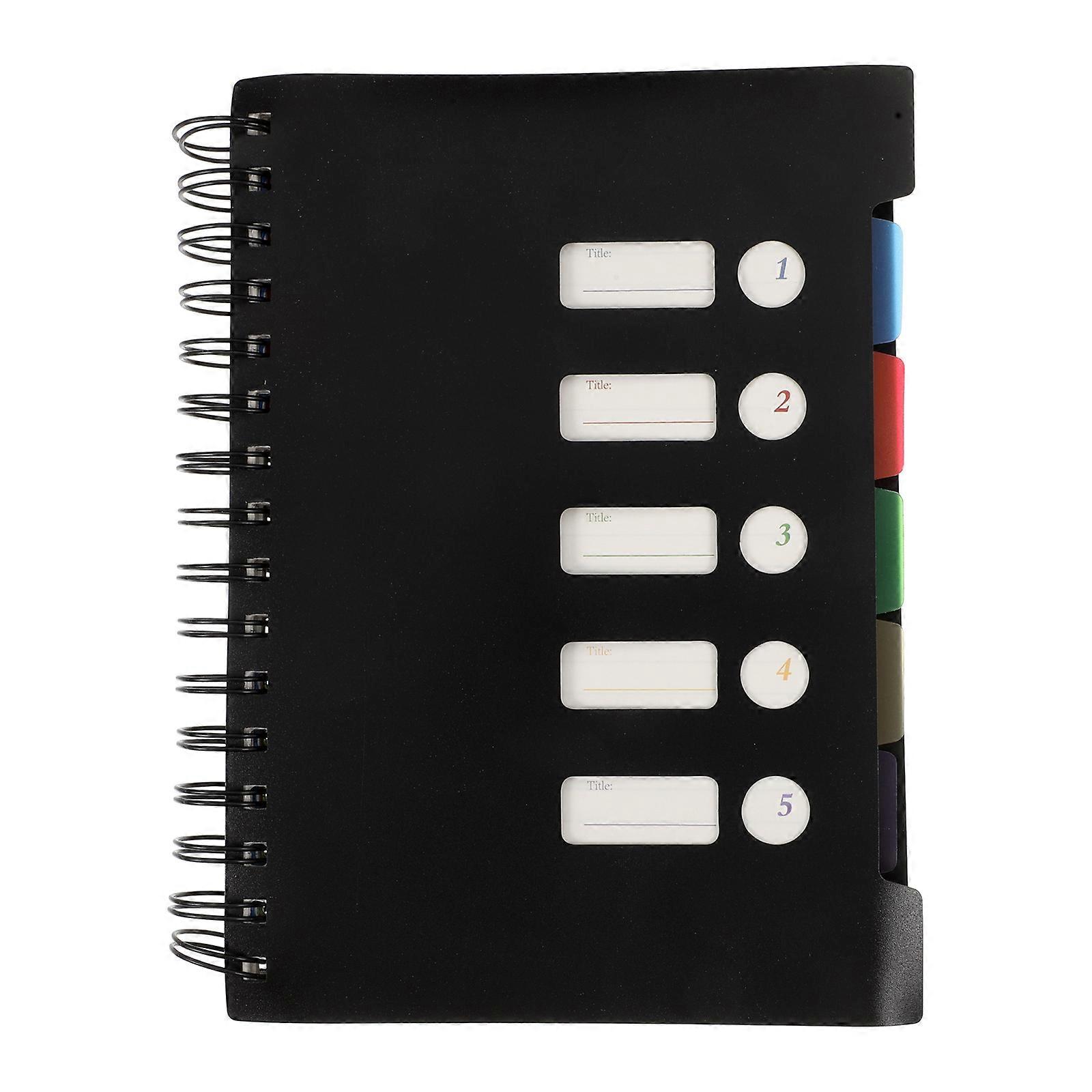 Black College Ruled Spiral Notebook for School and Home Use with PP Paper Iron Materials A5 Size 150 Sheets