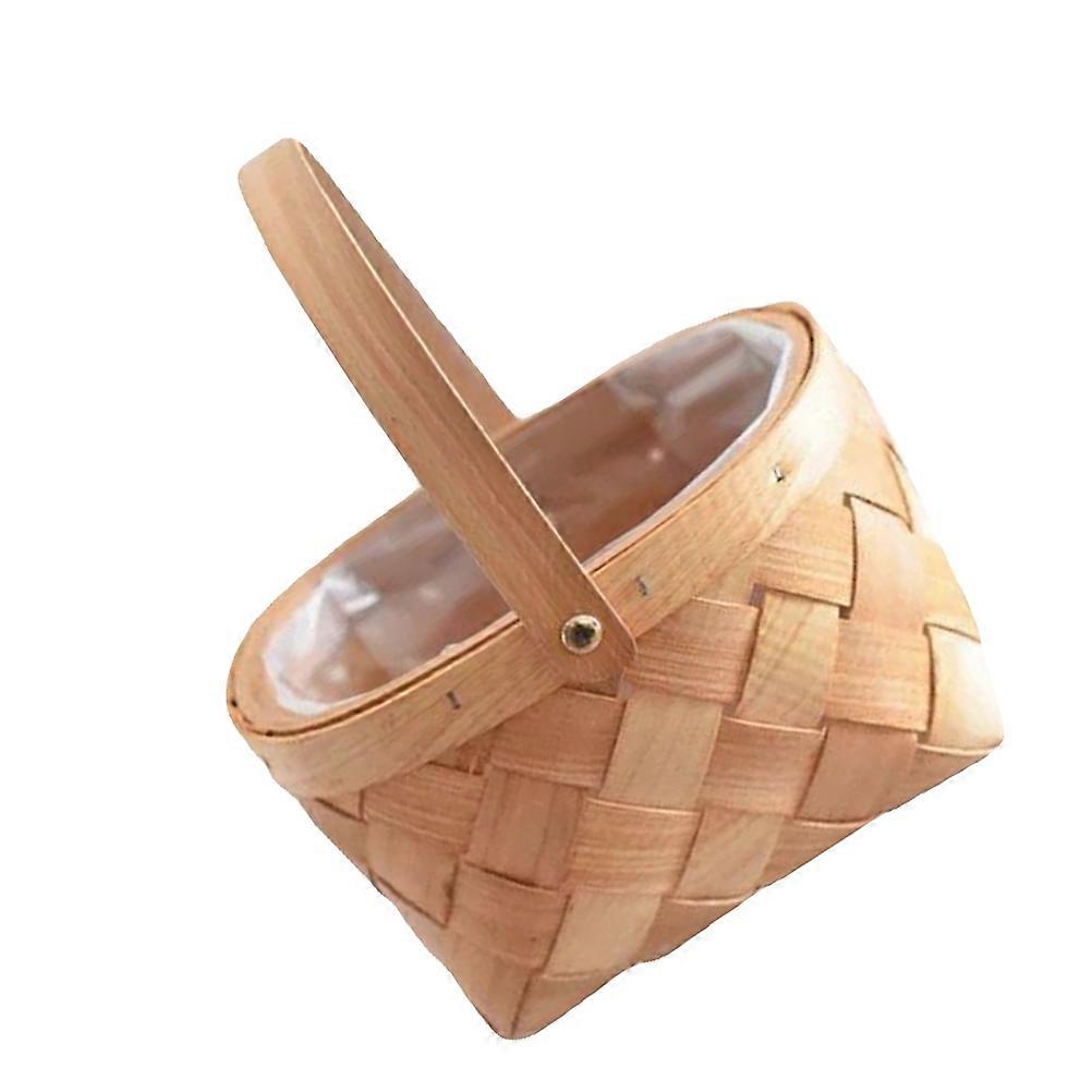 Handmade Woven Flower Basket with Handle Bamboo and Rattan Storage for Home Decor, Organizing Daily Essentials and Photo Props