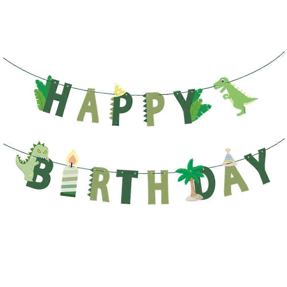 Birthday Banners Tropical Happy Birthday Paper Banner Assorted Colors Dinosaur Streamer 1Set