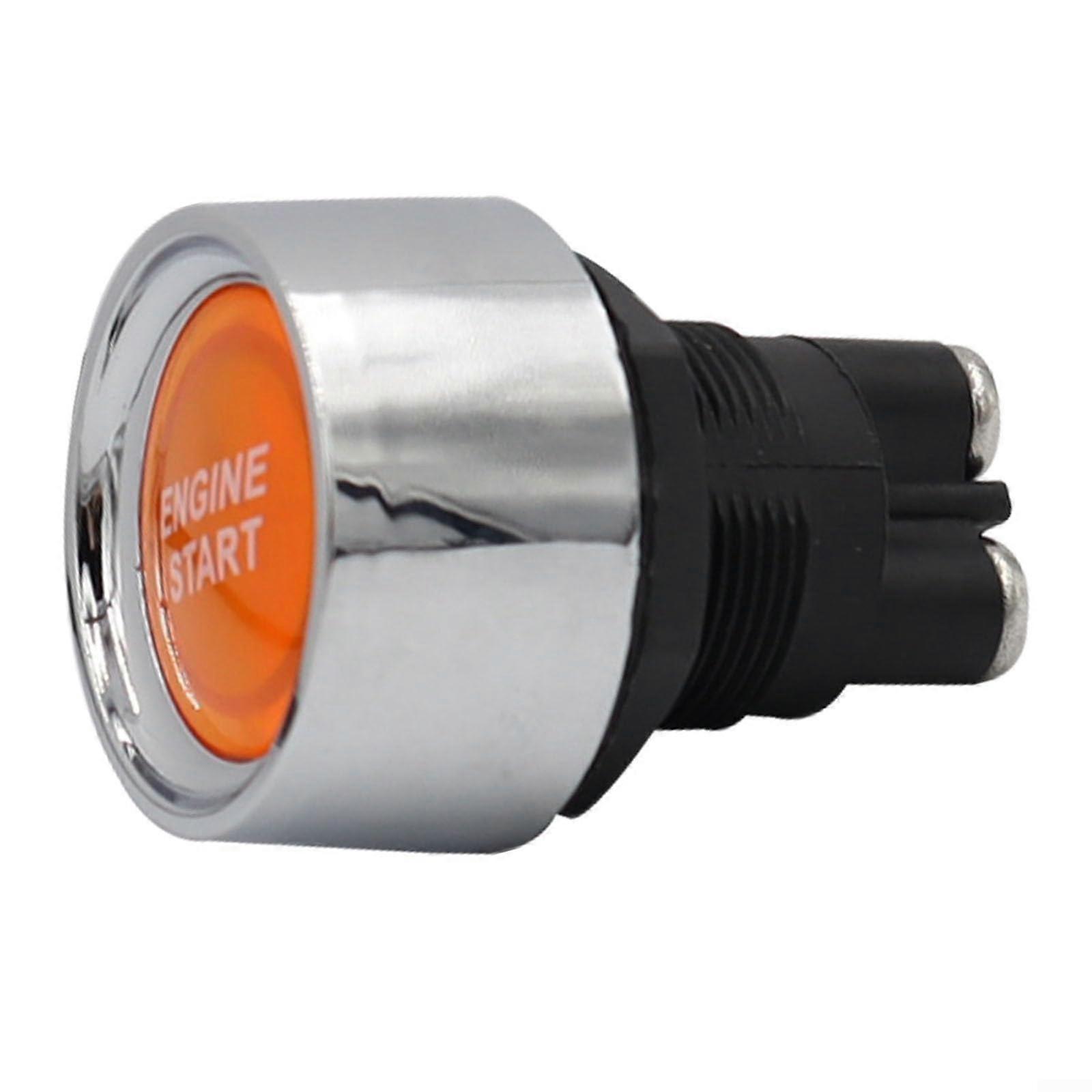 Illuminated Car Engine Start Button, 12V, 24V, Keyless Start Button, Ideal for Racing (Orange)