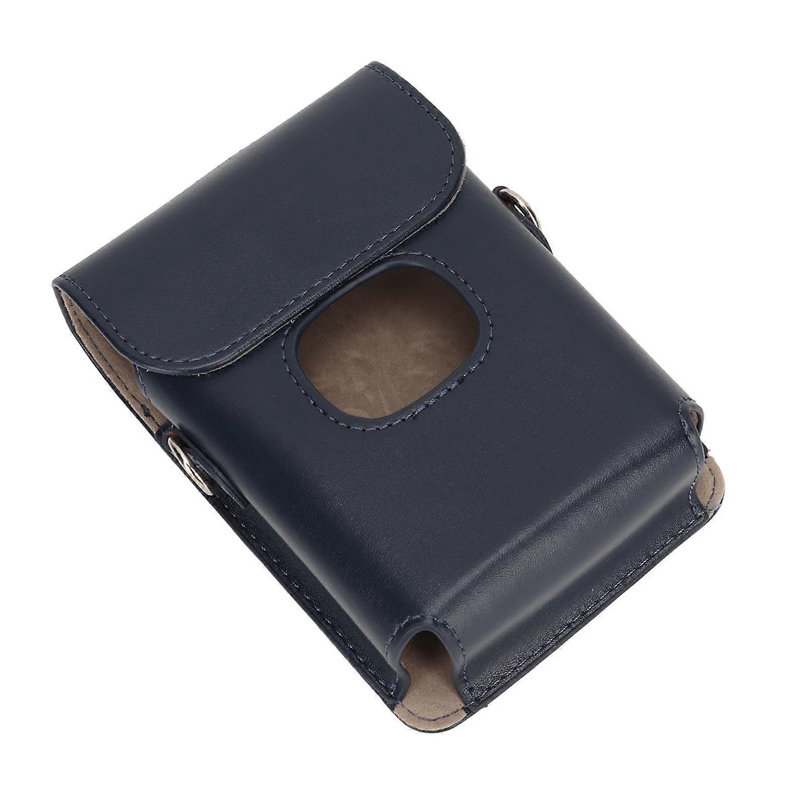 Portable Instant Camera Protective Cover with Shoulder Strap Pure Color PU Leather Camera Bag for Instax Mini Link 2 Blue 
