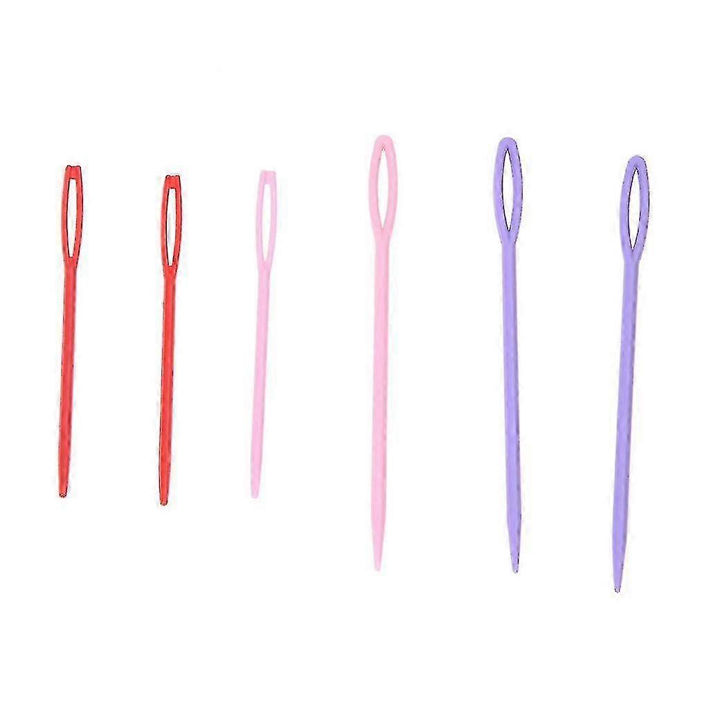 6-Piece Sewing Needle Set with Threader - Plastic Needles for Braiding & Crafting (2 Sizes)