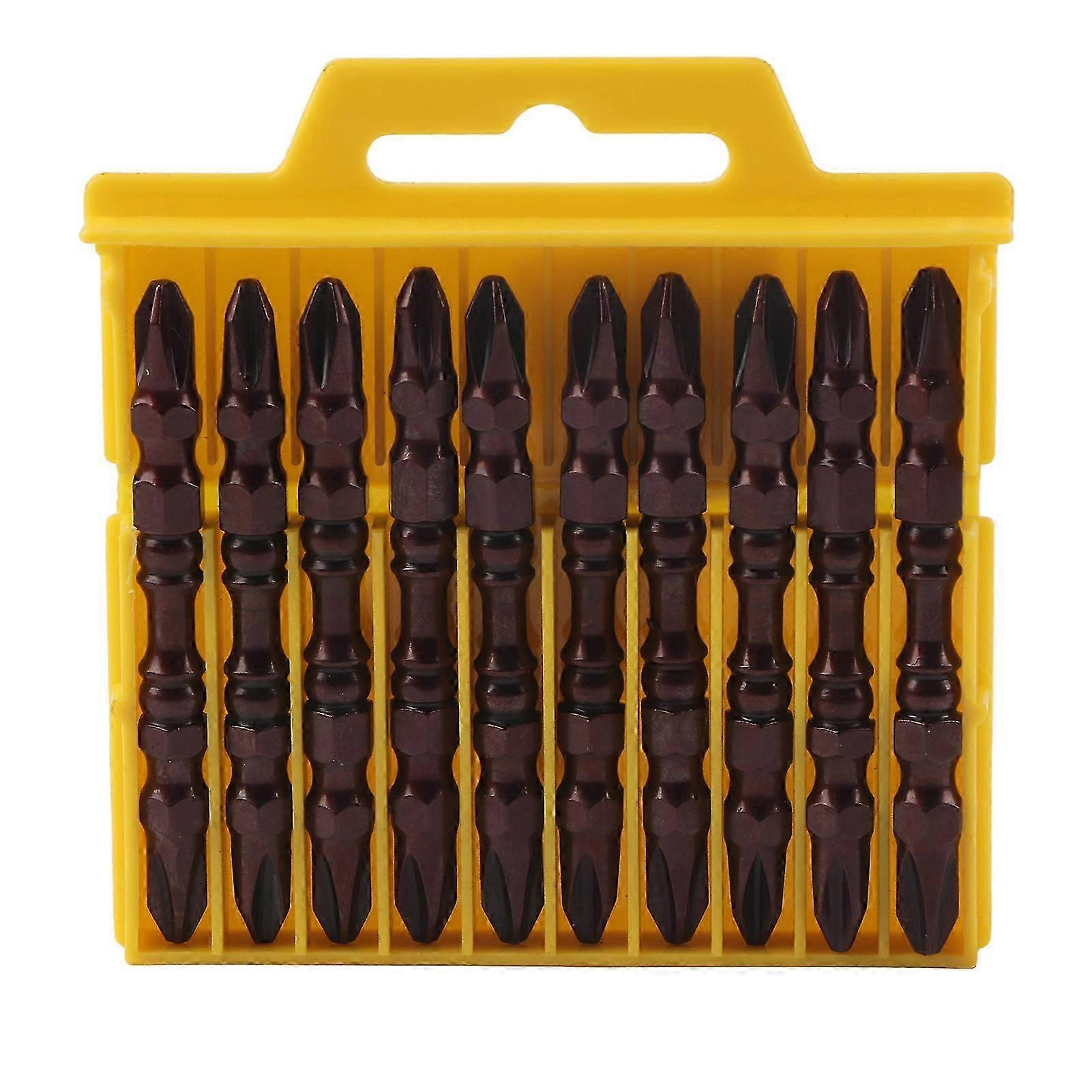 10Pcs Double End Metal Hex Shank Cross Magnetic Screwdriver Bit Tool Set Kit