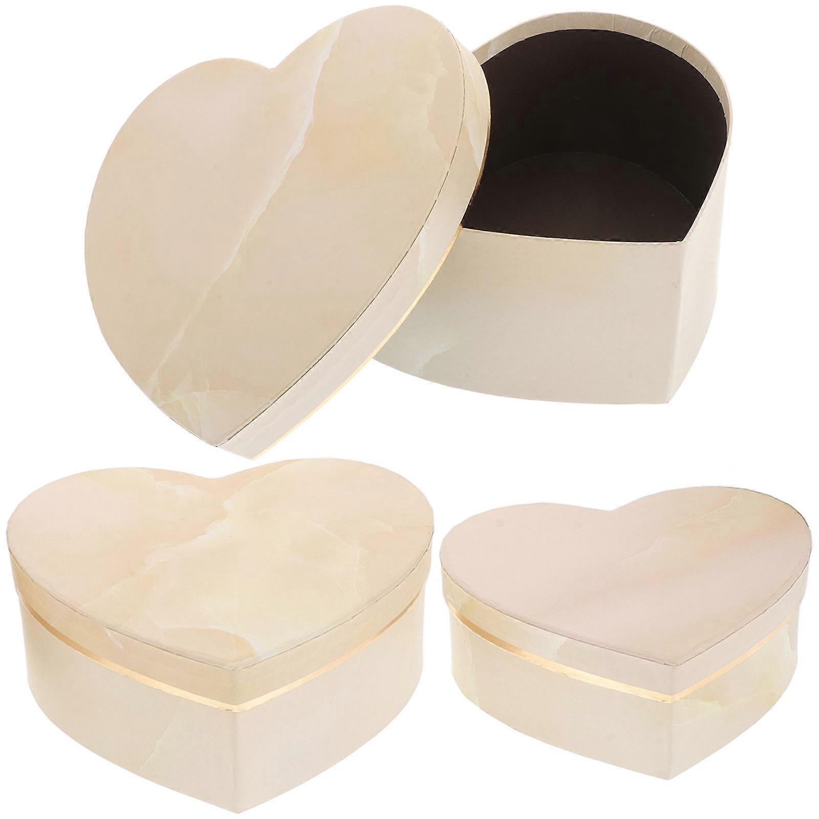 Heart Shaped Boxes 3Pcs Marble Pattern Gift Box Romantic Elegance Ideal For Florists On Valentines Day