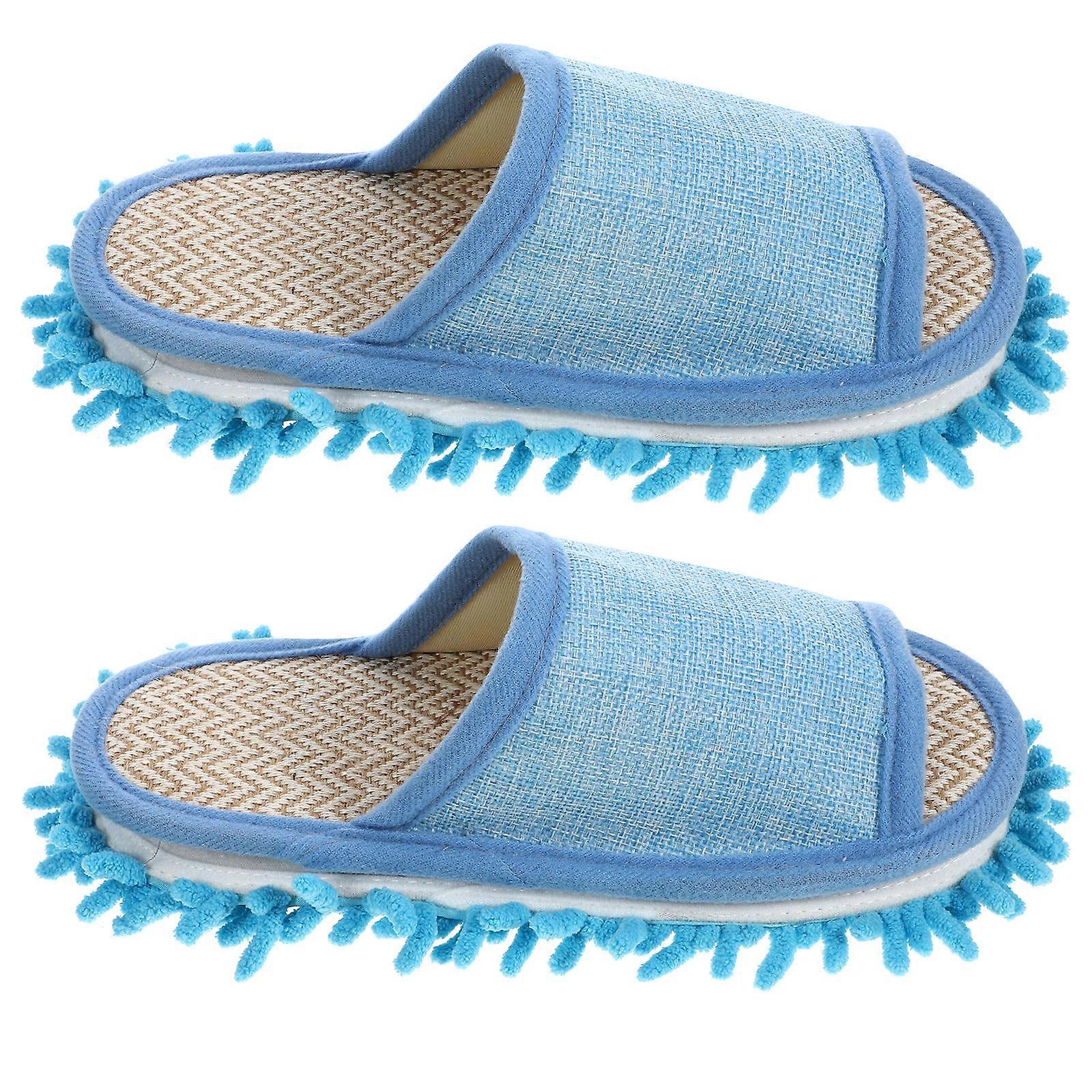 Blue Chenille Summer Slippers for Indoor Use with Detachable Design Lightweight and Comfortable Fit 1 Pair