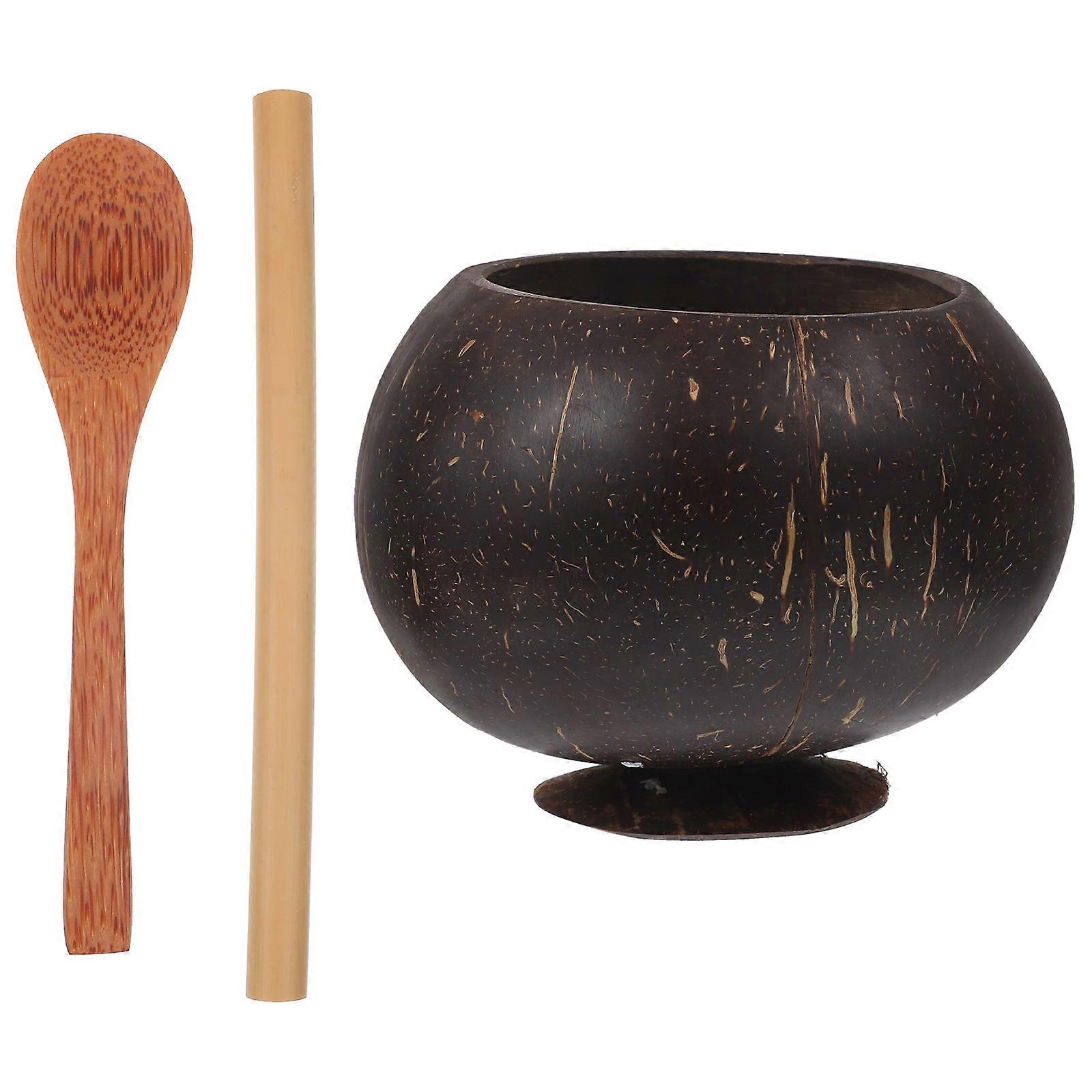 Natural Coconuts Shell Cups for Home Dark Brown Lightweight Portable Unique Novelty Bowls 7.8 Inches
