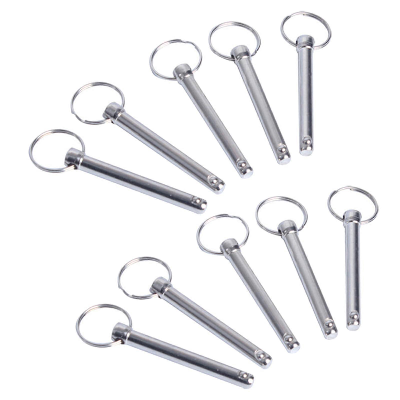 Quick Release Pin Set of 10, 8x60 mm Carbon Steel with Ball Tip Locking for Various Applications and Uses