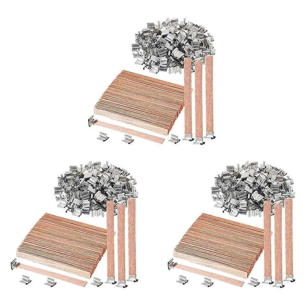 300 Pack Wooden Candle Wicks for Candle Making, 6Inch Burst Wood Wicks/Smokeless Candle Wicks with M