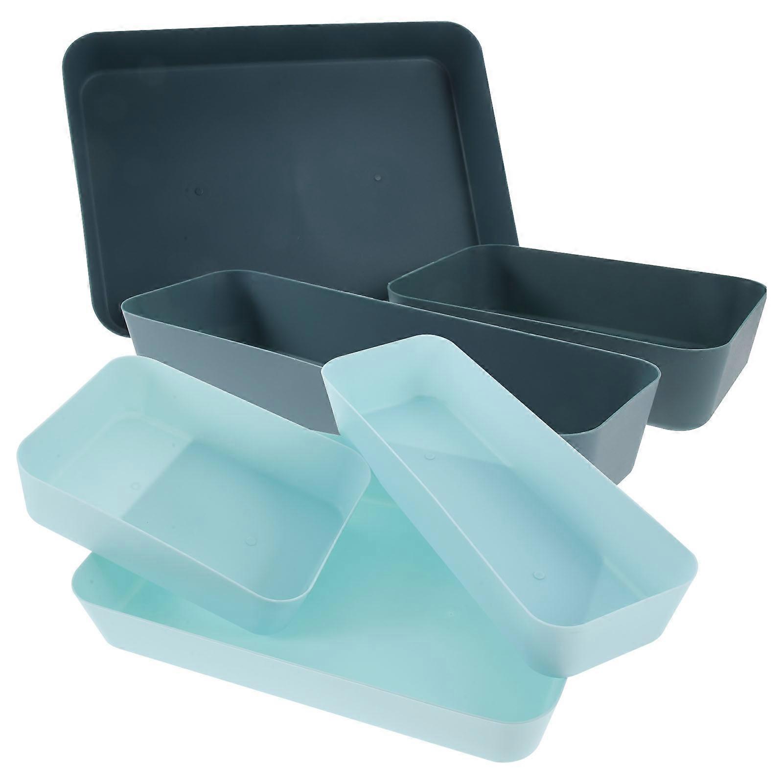 Blue Plastic Desk Drawer Organizer Set for Storage 6pcs Sturdy and Practical PP Material